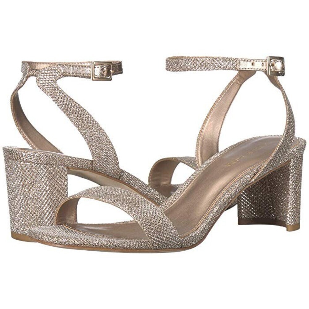 Pelle Moda Moira 2 Sandal Womens 10 Metallic Gold Ankle Strap Block Heel RHS5870